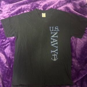 U.S Navy Graphic Skull Design Semper Fortis Large T-Shirt Y2k